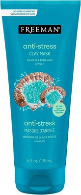 Freeman Anti-Stress Clay Facial Mask With Dead Sea Minerals, Balancing And Clearing Beauty Face Mask, 6 Oz